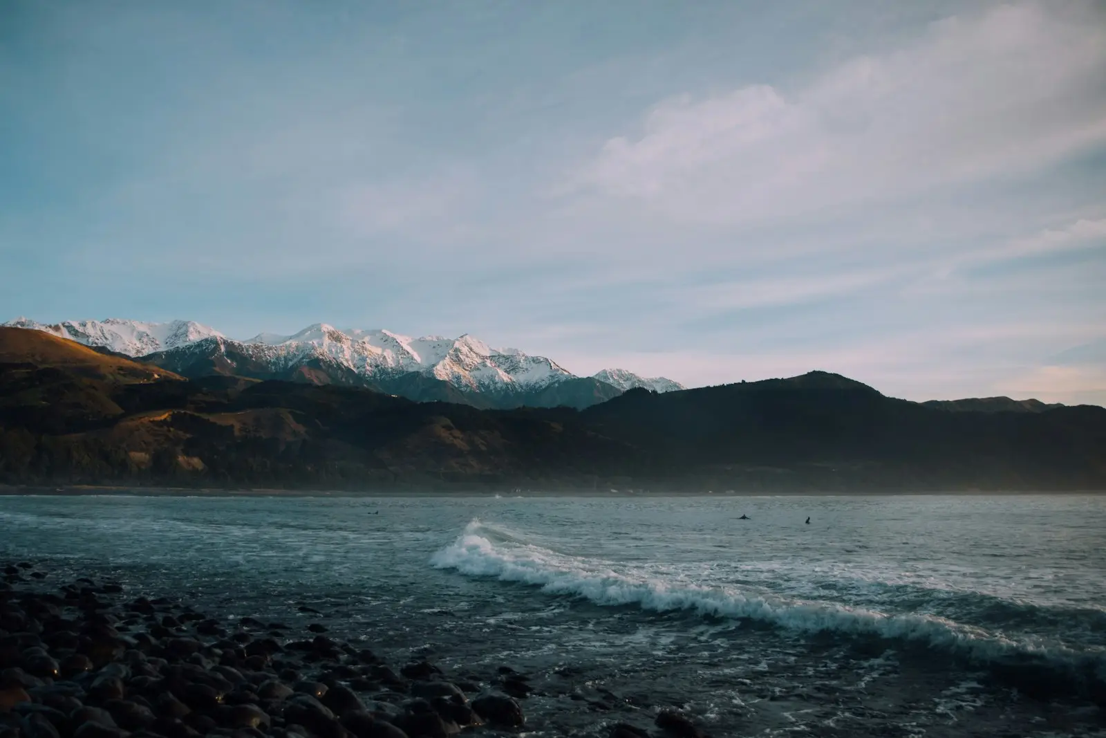 Kaikōura coastline with the mountains rising behind