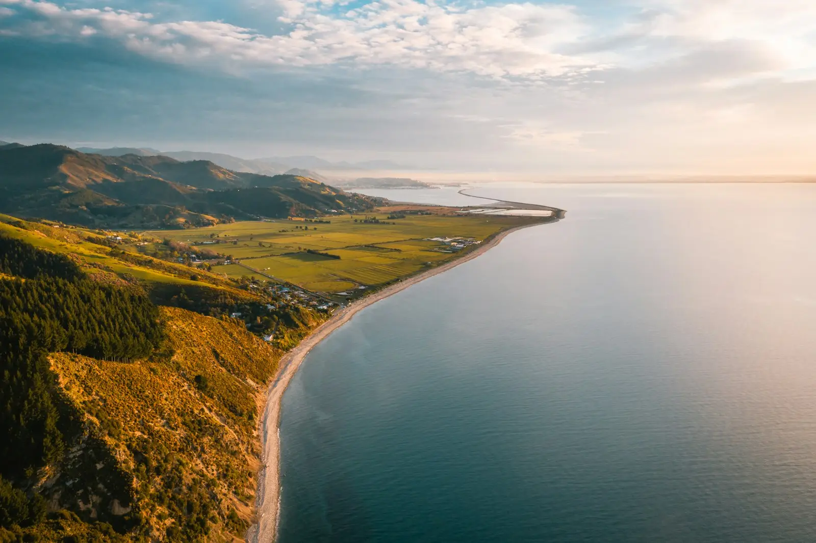 Aerial view along the coast towards Nelson